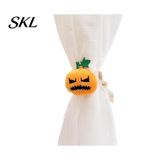 Autumn Curtain Tieback Halloween Pumpkin Tieback, Plush Fabric Strap Durable Holder, Decorative Draperies Holdback for Home Holiday Party Decor Strong