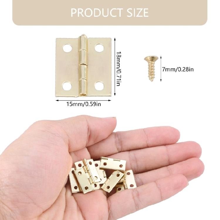 50pcs Miniature Gold Hinges Gold Jewellery Box Hinges with 200pcs Screws Simple Installation for Woodworking Projects