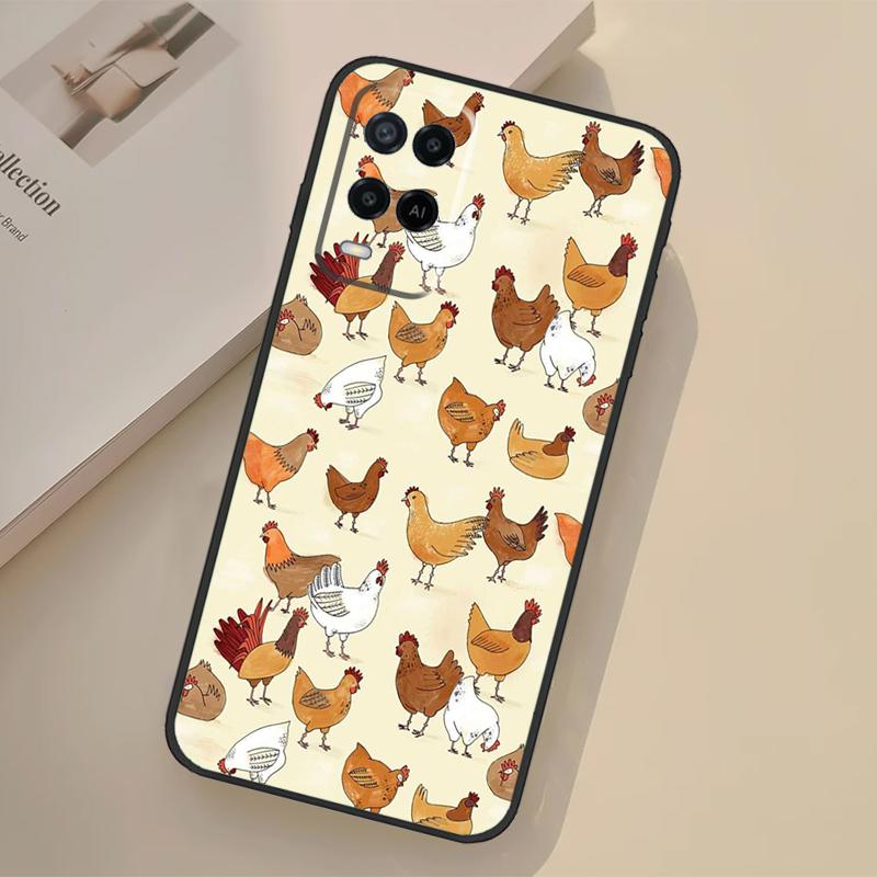 Chicken Pattern Case For Oppo A17 A57 A77 A74 A54 A94 A78 A98 A18 A60 A80 A40 A38 A58 A96 A76 A16 A15 A5 Pro