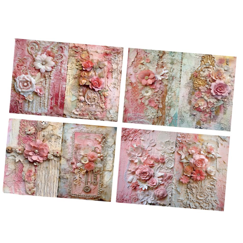 8 Blatt A5 Blumen Papier Scrapbook Papier Briefpapier Dekoratives Papier für Bastelarbeiten Scrapbooking Album Dekoration