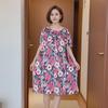 Rochie Florală cu Volane și Puncte: Colecție de 45 de piese - Mânecă scurtă, Slimming, Croială lejeră pentru femei, Perfectă pentru vârsta mijlocie și vârstnici, Îmbrăcăminte de vară.