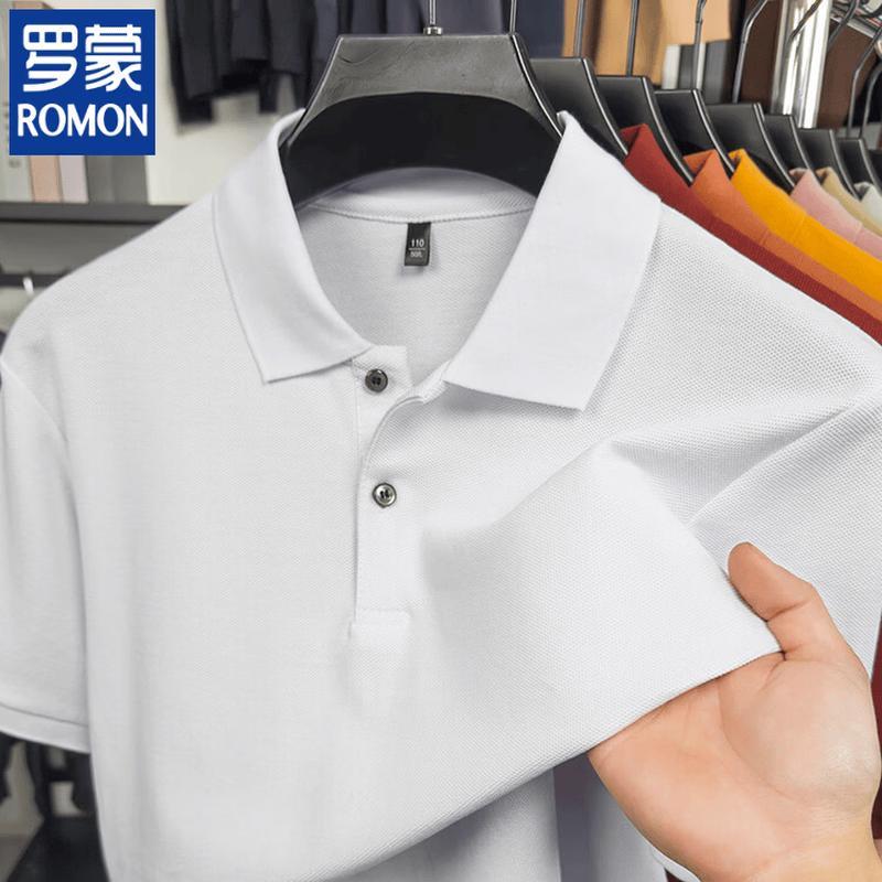 Romon Men's 100% Cotton Solid Polo Shirt