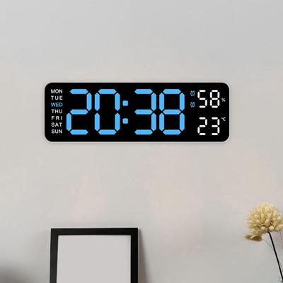 Digital Alarm Clock Electric Desk Day of Week Display Wall Mounted Modern for