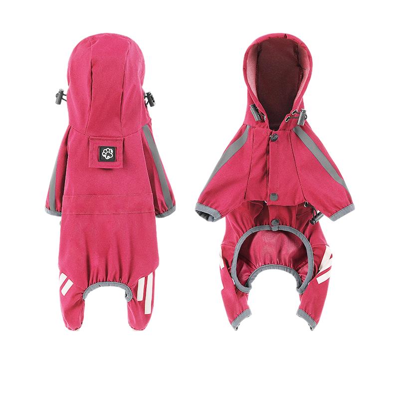 Rain Pet Dog Coat Outdoor Clothing Puppy Jacket Hooded Towable Reflection Night