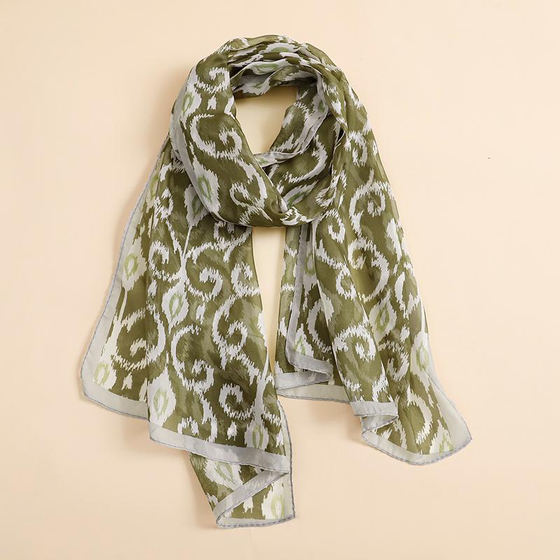 Luxury Brand Women Beach Scarf Georgette Silk Shawls Design Print Headband Female Summer Headband Wraps Sunscreen Hijab