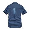 Männer Multi Taschen Denim Werkzeug Shirts Sommer Kurzarm Blue Jeans Shirts Hohe Qualität Männer Baumwolle Casual Shirts Größe