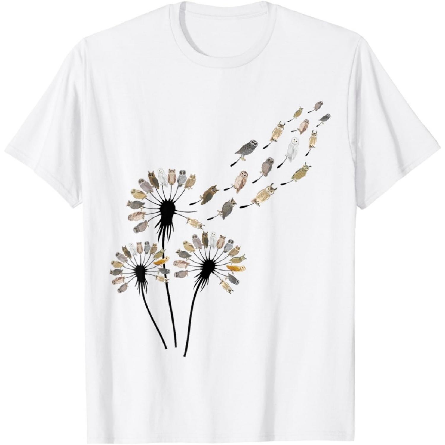 Dandelion Owls Shirt for Owl Lover _ Owl T-Shirt XXXXXL белый
