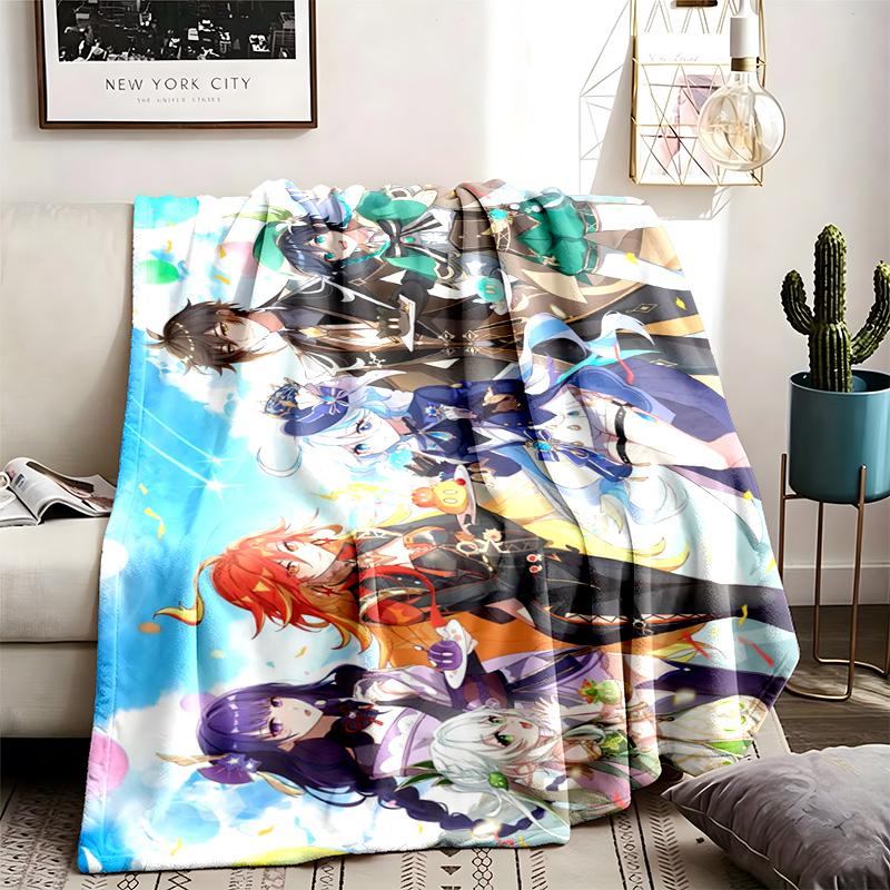 Genshin Impact Theme Blanket Suitable For The Sofa Camping And Travel Made Of Soft Flannel Material An Ideal Gift For Occasions Such As Birthday