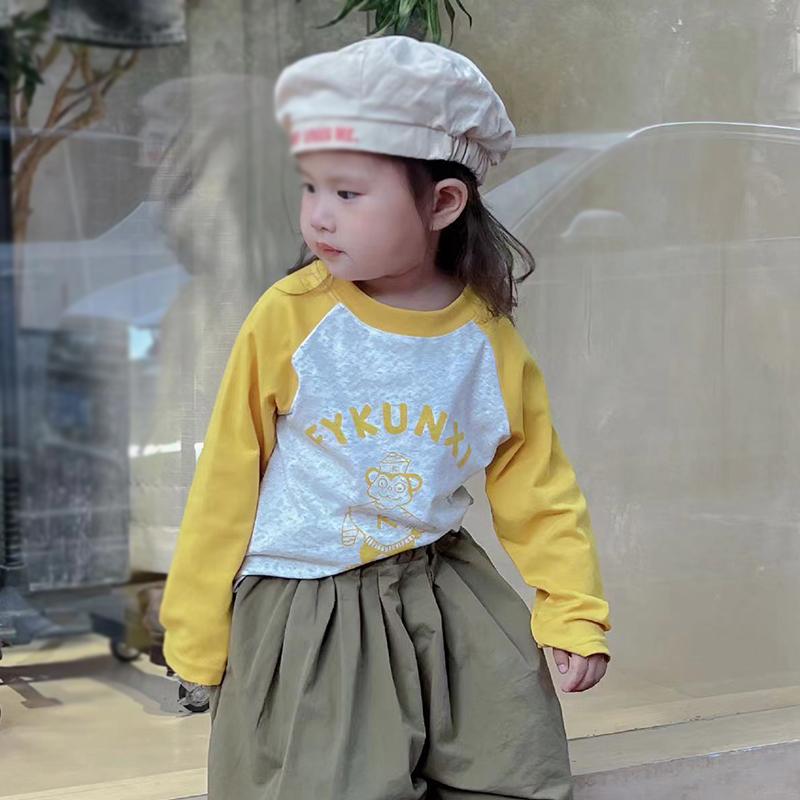 Dětské tričko s raglánovými rukávy, kulatým výstřihem a dlouhým rukávem, dětský top pro chlapce a dívky