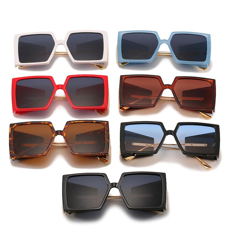 Square Sunglasses, Trendy Large-Frame Glasses Of The Same Style, Personalized Rice Nails, Metal Sunglasses For Women