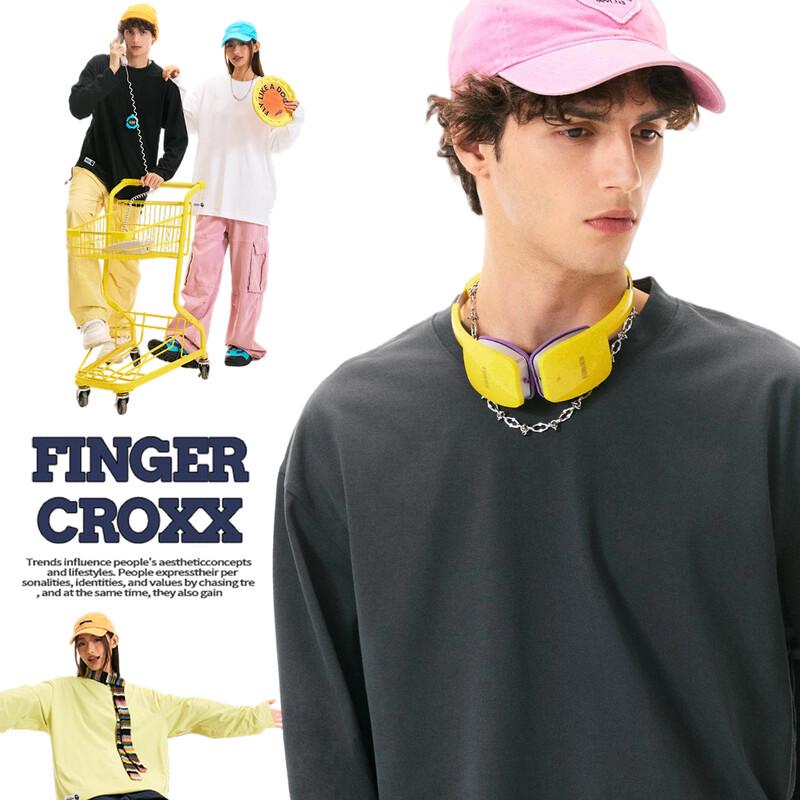 Fingercroxx Men's Loose Fit Long-Sleeve Cotton T-Shirt