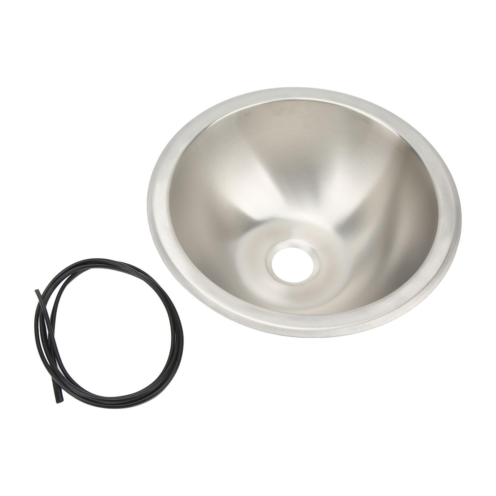 RV Kitchen Sink 304 Stainless Steel Wiredrawing Smoothing Space Saving Round RV Sink for Camper Boat