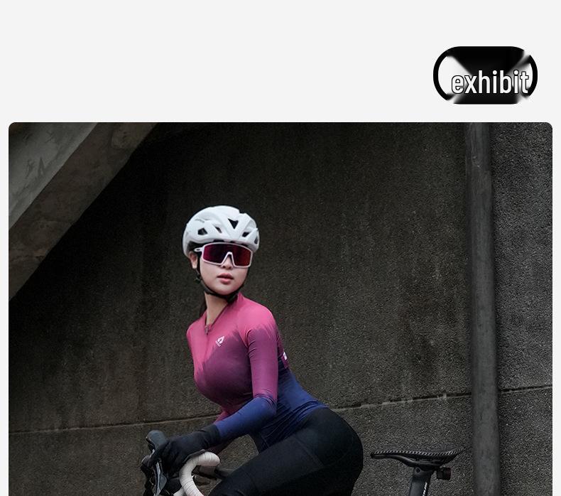 NUCKILY Damen Langarm-Radtrikot - Atmungsaktives Slim Fit mit Sonnenschutz für Frühjahrs-/Herbstfahrten.