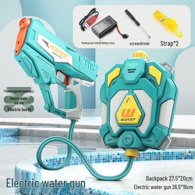 

Детский электрический водяной пистолет-рюкзак - Автоматическое всасывание, Большая емкость для летних пляжных игр на открытом воздухе