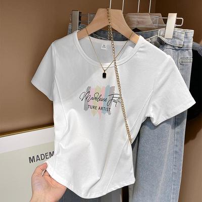 Kadın Amerikan Pamuğu Slim Fit Yuvarlak Yaka Kısa Kollu Tişört – Trend Yaz Esas