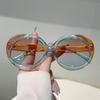 Oversized Round Sunglasses  Fashion Gradient Multicolor Outdoor Shades Trendy Brand Design Beach Holiday Sun Glasses