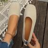 New Women's Flats Spring Autumn Fashion Square Head Solid Light Mouth Candy Mesh Breathable Large Women's Flat Shoes Single Shoe