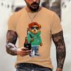 Men's T-shirt 2024 Summer New Round Neck Short Sleeved Bear 3D Printed Plus Size Top