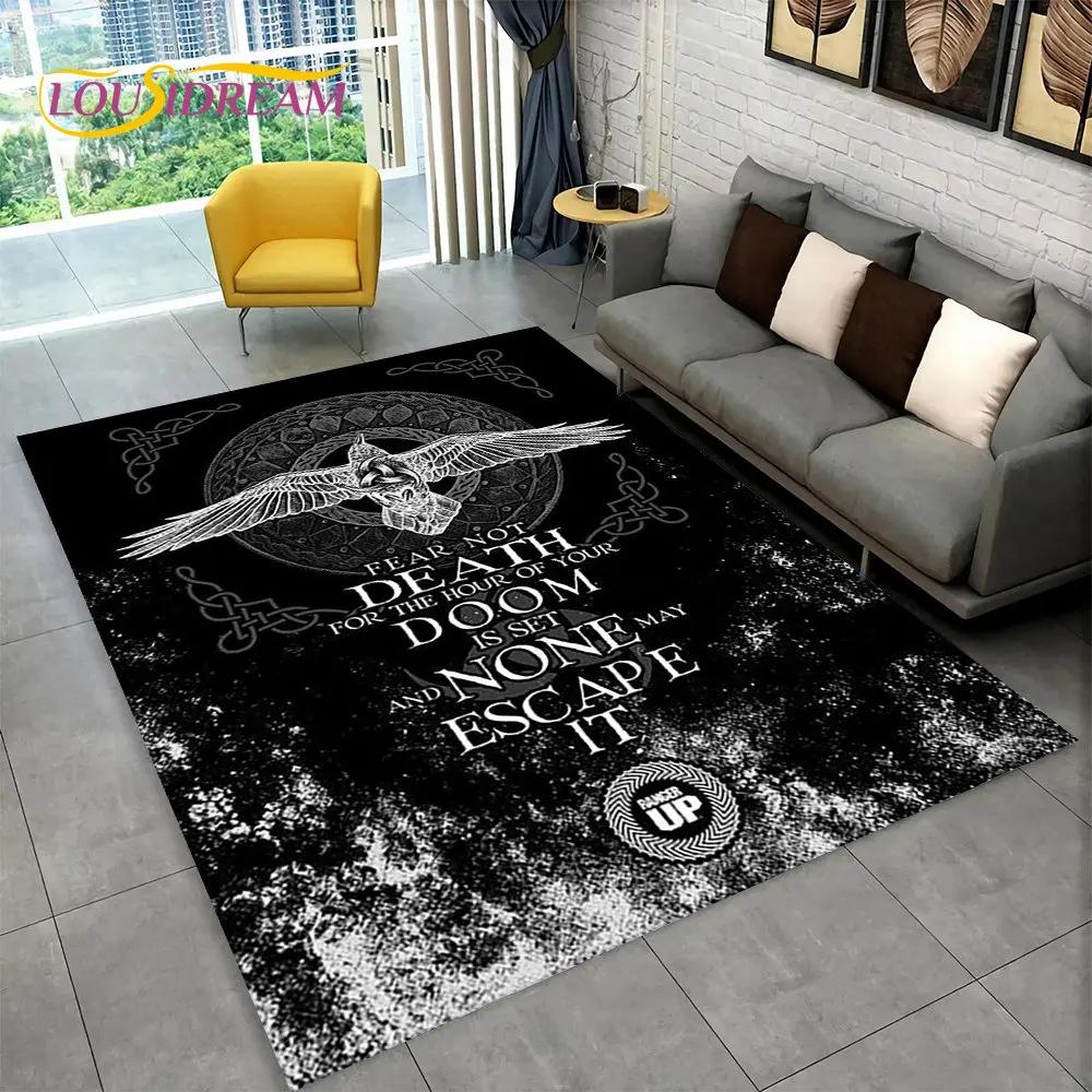 Viking Norse Mythology God Loki Rune Area Rug,Carpet Rug for Living Room Bedroom Sofa Doormat Kitchen Decor,Non-slip Floor Mat