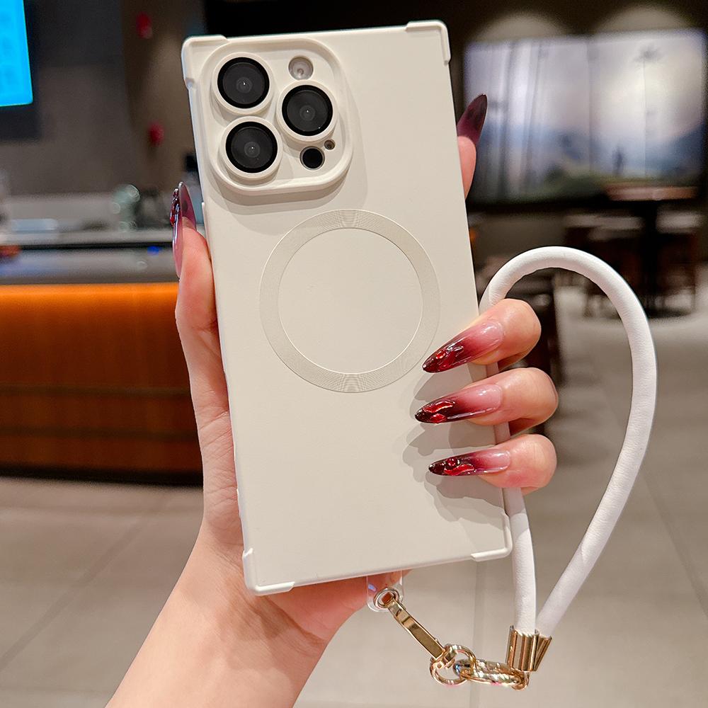 Für Magsafe Handyhülle Leder Handgelenkschlaufe Lanyard Für iPhone 16 15 14 13 Pro Max Magnetisches Kabelloses Laden Stoßfest Weiche Hülle