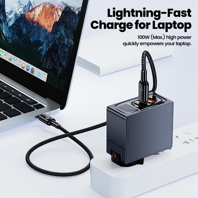 Toocki LED Light USB C to Type C Cable for iPhone 15 Pro Samsung 1/2/3/5Pack TPE 100W Fast Charging USB C Data Cord for Oneplus