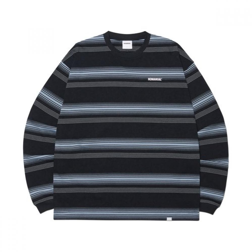 Nomanual Striped Long Sleeve Tee   Black XL