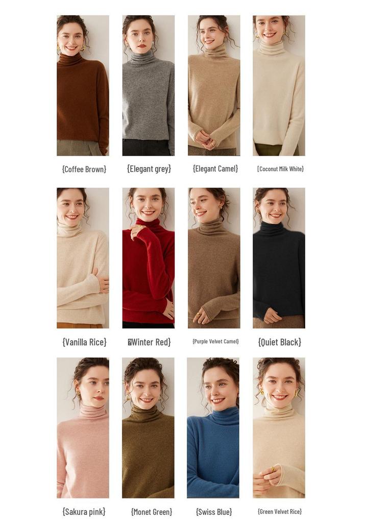 Women's Soft Cashmere Turtleneck Sweater - Stylish and Comfortable Knitwear for Fall and Winter