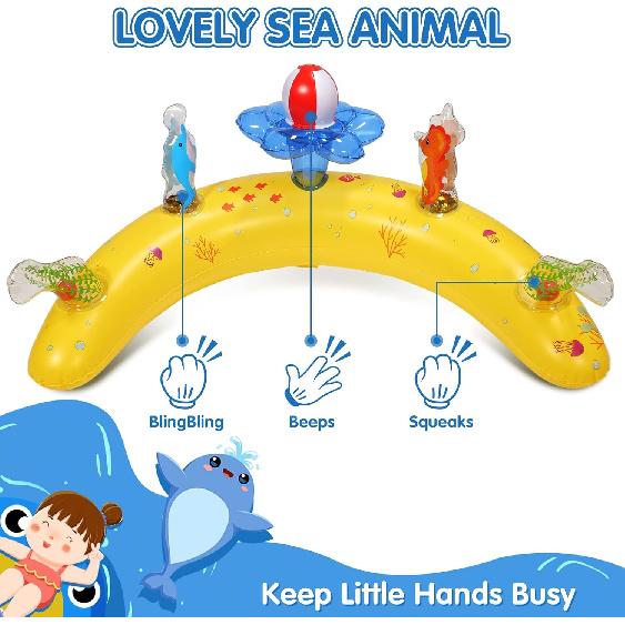 Baby Pool Float with Canopy UPF50+ Sun Protection, 6-24 Months Inflatable Infant Swimming Ring, Bath Floatie, Swimming Pool Accessories, and Toy Play