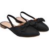 Shoetopia Front Bow Dcor Pointed Toe Flat Black Sandals For Women & Girls /Uk7-Eu40