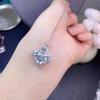 S925 Pure Silver Gold-plated Clover Natural  Aquamarine   Fine Jewelry Necklaces  Fashion Body Jewelry