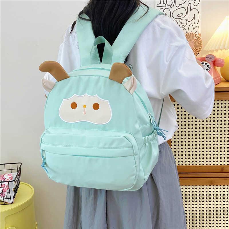 Charming Cartoon Sheep Design Backpack Spacious Trendy Gender Neutral Waterproof Laptop Bag