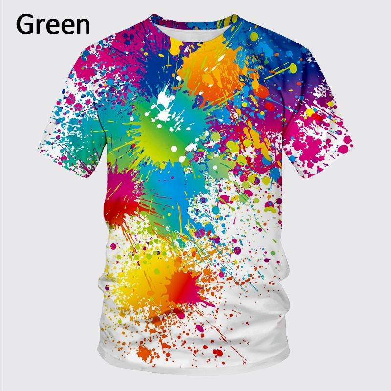 Summer New Fashion Graffiti Paint 3D Printing Men's Summer Round Neck Short Sleeve Shirt T-shirt