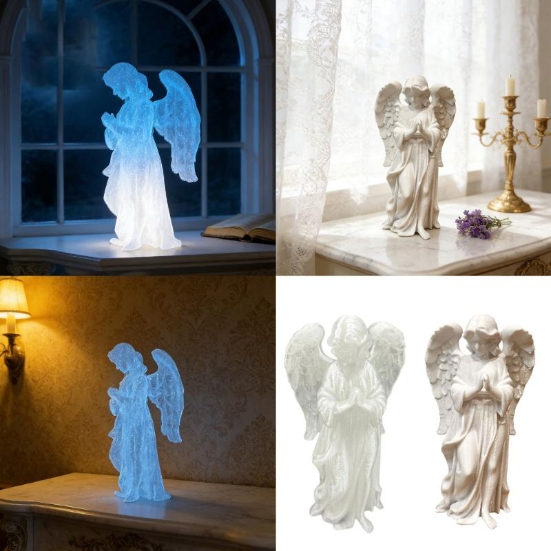 Guarder Angel Figurines Resin Wing Angel Statue Table Ornament Praying Angel Sculpture Housewarming Gift Home Decors