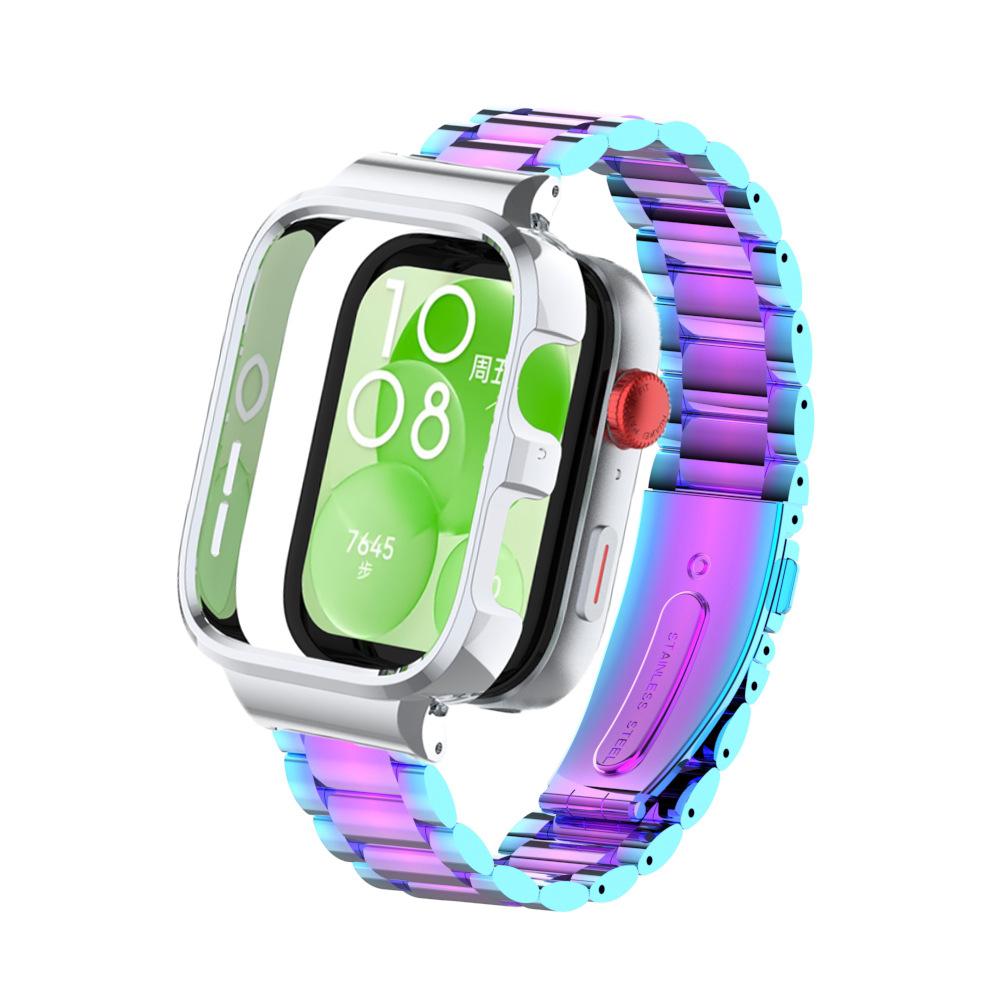 Protector de carcasa cu curea din otel inoxidabil pentru Huawei Watch Fit 3 Bratara metalica pentru ceas inteligent pentru huawei watch fit3 Band + Husa de protectie