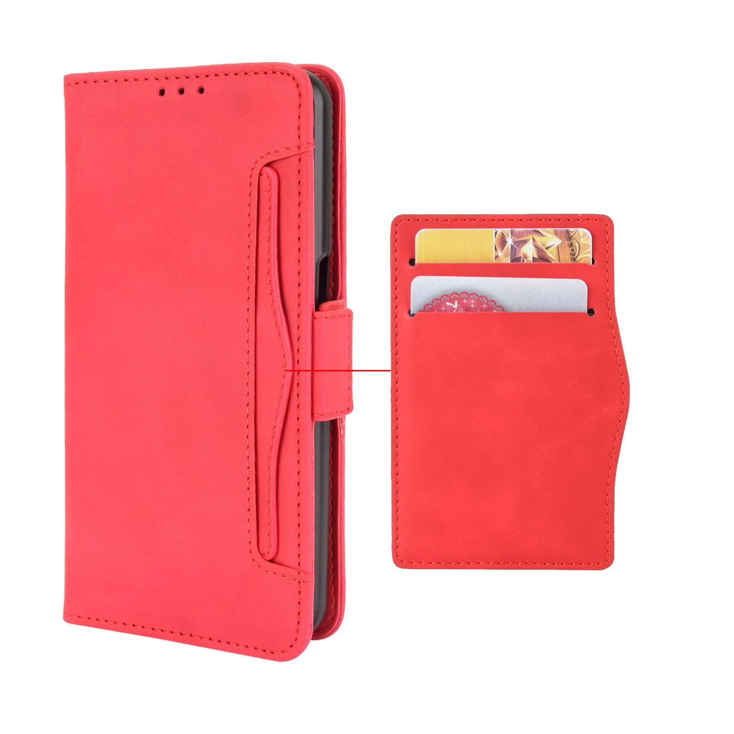 Motorola G62 5G Leather Flip Case with Card Slots красный