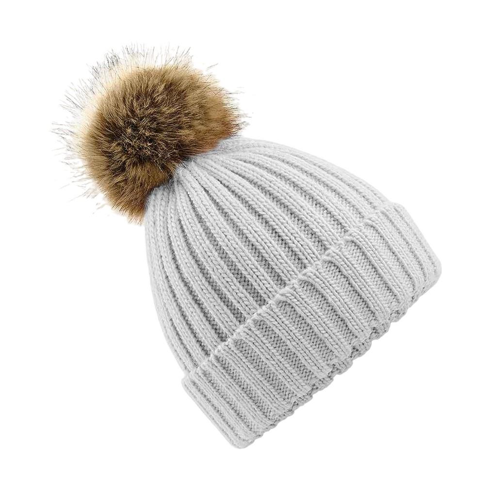 Beechfield Unisex Fur Pop Pom Chunky Beanie