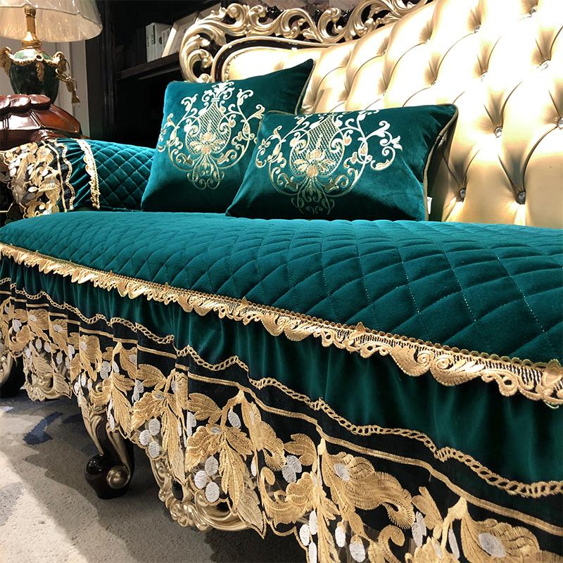 European Sofa Cover Luxury Short Plush Quilting Non-slip Sofa Cushion Thicken 1/2/3/4 Seat Couch Cushion Sofa Towel Home Decor