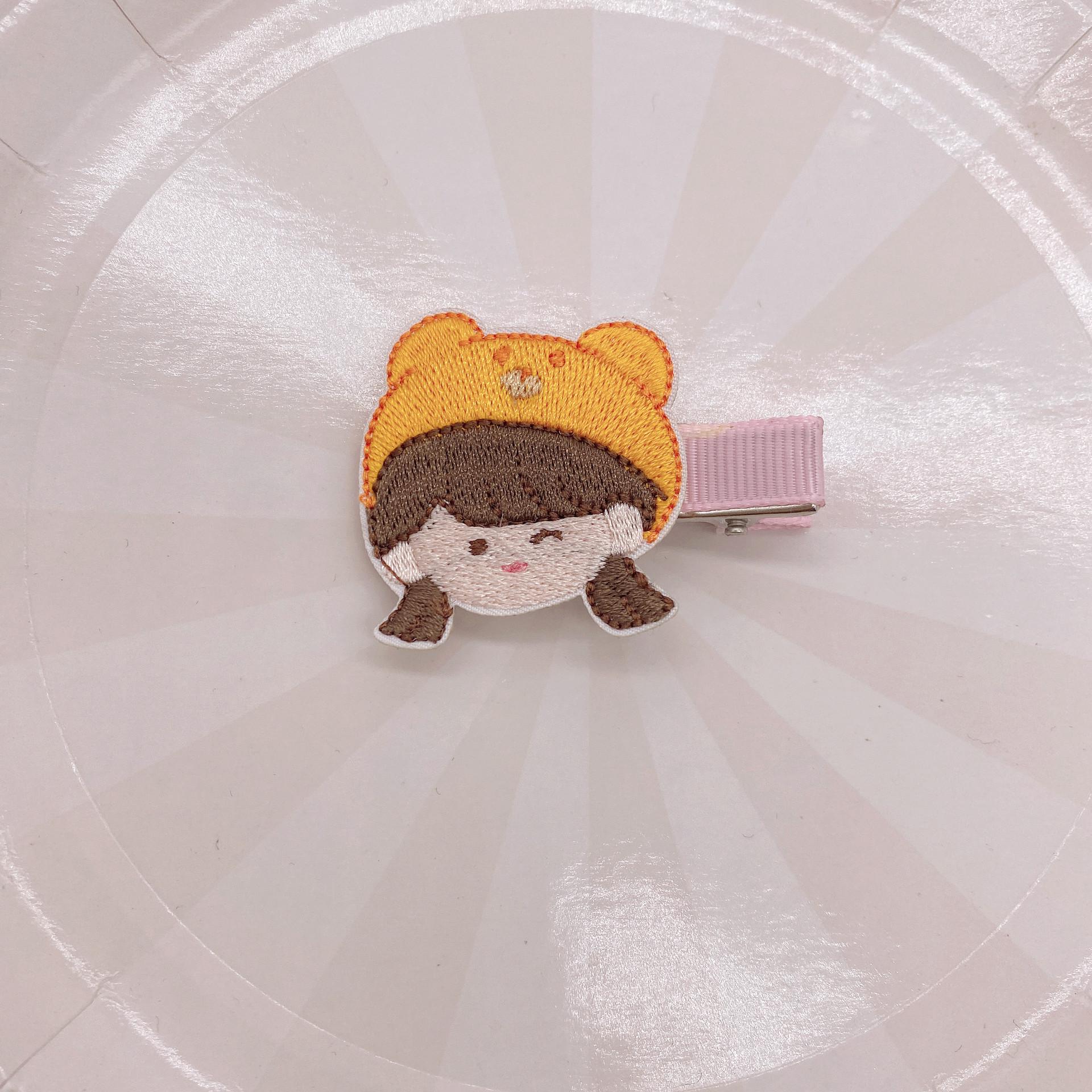 Korean Style Cute Princess Embroidered Hair Clip for Kids – Duckbill Side Bangs Accessory