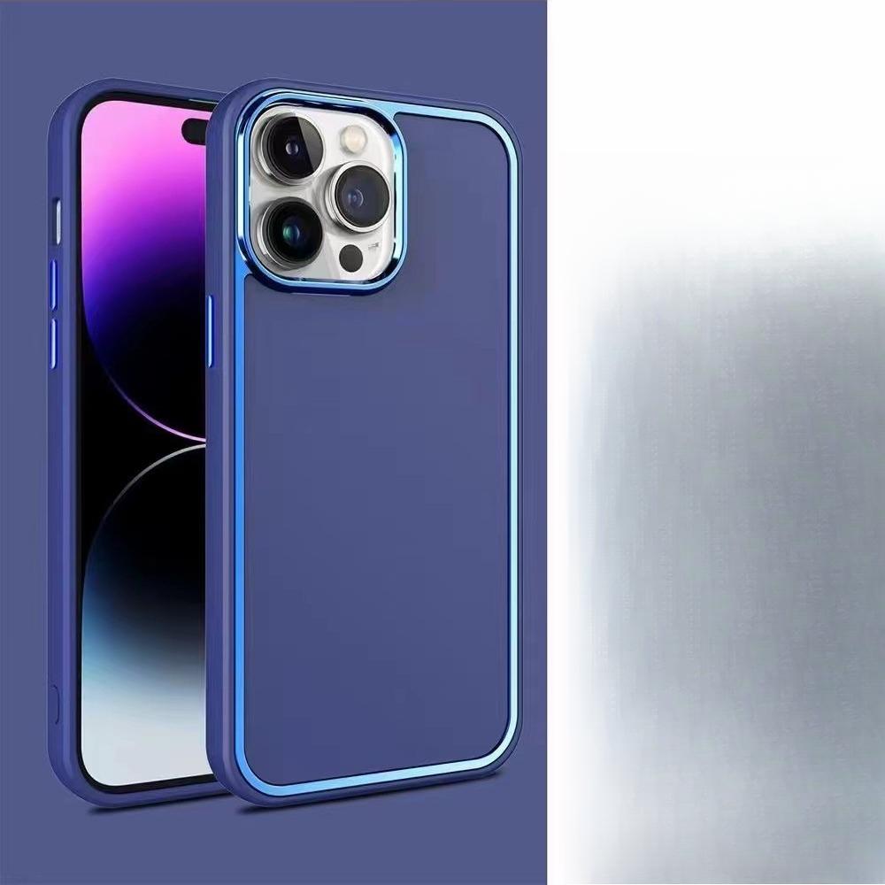 Suitable for IPhone15 Mobile Phone Case Electroplated Border 14pro Skin Feeling Micro-matte MAX Large Hole Full Cover Anti-fall Soft Shell