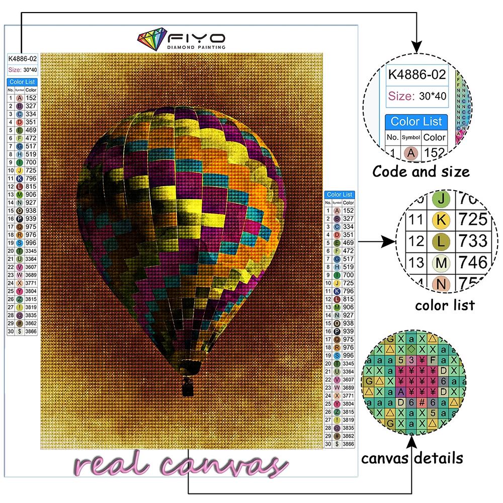 Popular 5D Diy Cross Stitch Hot Air Balloon Painting Full Drill Cross-Stitch Crafts Kit Wall Sticker Home Decor