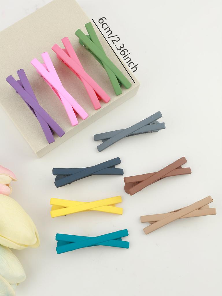 10 Pcs Frosted Cross Hairpins Hair Clips for Girls Styling Hair Pins Clip Bows for Baby Girls Christmas