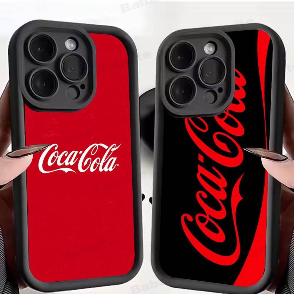 C-COCA Logo C-COLA Silicone Soft Phone Case For IPhone 17 16 14 13 12 11 15 Pro Max Plus Air Cover
