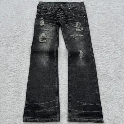 ZYLLO Vintage Double Waisted Lace Up Micro Flared Women Jeans Y2K Washed Wide Leg American Style Denim Pants Baggy Streetwear