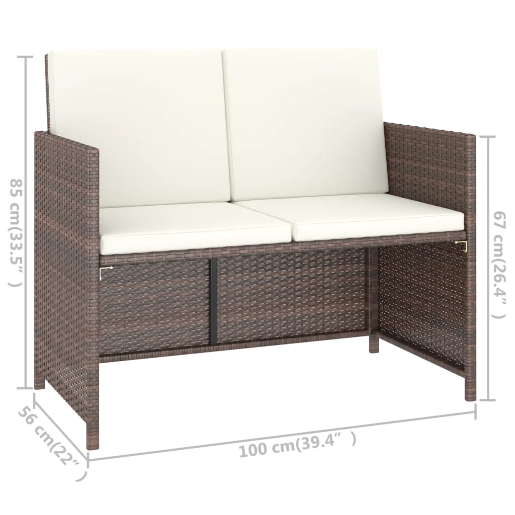6 Piece Garden Dining Set with Cushions Poly Rattan Brown