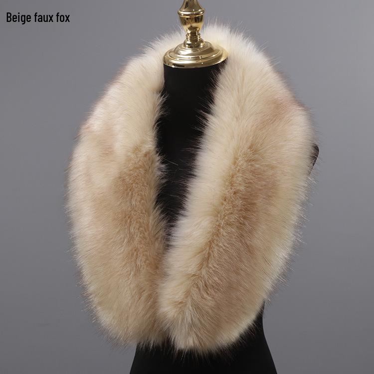 Unisex Plush Wool Trench Coat with Faux Fur Fox Collar Shawl - Green.