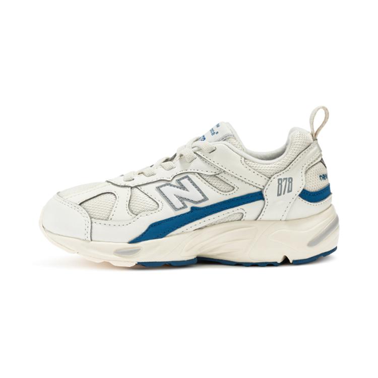 

New Balance NB 878 Synthetic Leather Cushioning Abrasion Resistant Breathable Low top Running Shoes Milk White Kids PV878KSA Wide (W) 28.5