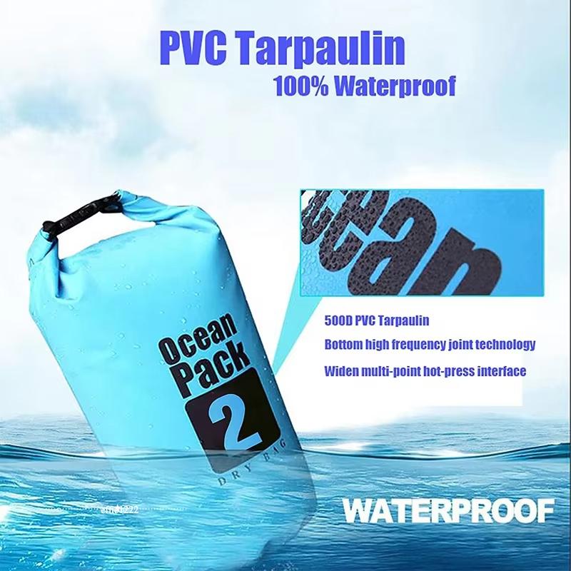 Factory Custom Logo Low Moq 2L 5L 10L 15L 20L 30L Pvc Waterproof Bag for Hiking