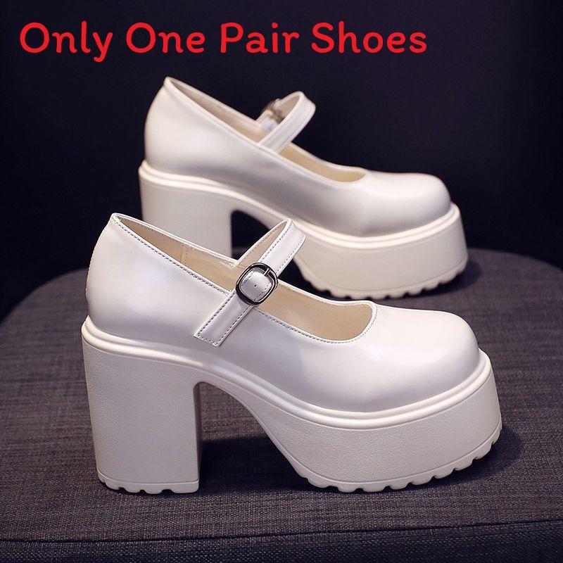 Mary Jane Shoes For Women Retro Pu Thick Heel Platform Casual Spring