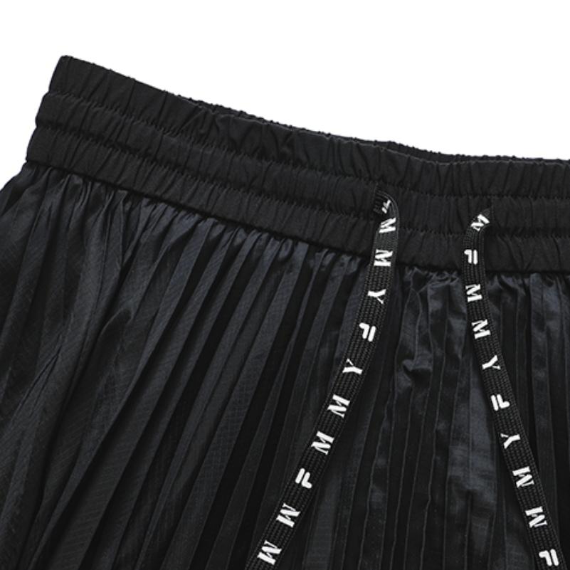 Fila X MIHARA YASUHIRO Collaboration SS22 Solid Color Casual Loose Pleated Maxi Skirt Women Skirts Black F11W223308F-BK