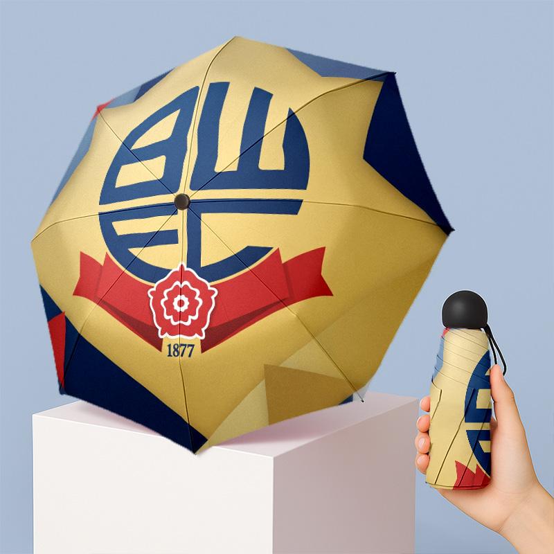 Bolton Wanderers FC Mini 5 Fold Pocket Umbrella Compact Lightweight Anti UV Rain Sun Protection Umbrella Portable Travel Umbrella